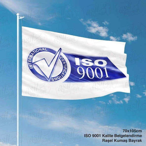 ISO 9001 Kalite Belgelendirme Gönder Bayrağı - 70x105 cm Raşel Kumaş Bayrak ürün görseli 1