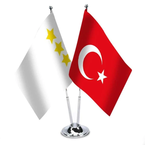 Ak Hun İmparatorluğu-Türkiye -Saten Masa Bayrağı ürün görseli 1