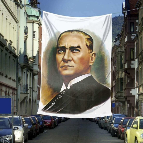 Mustafa Kemal Atatürk Portre Cephe Poster Bayrak -600x900cm - 6 x 9 metre ürün görseli 1