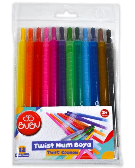 Bubu Twist Crayon 12 Renk Çevirmeli Mum Boya 2539502 ürün görseli 1