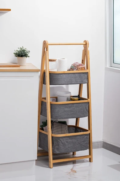Porsima 2085 3 Katlı Ahşap Çok Amaçlı Ev Banyo Düzenleyici Organizer ürün görseli 1
