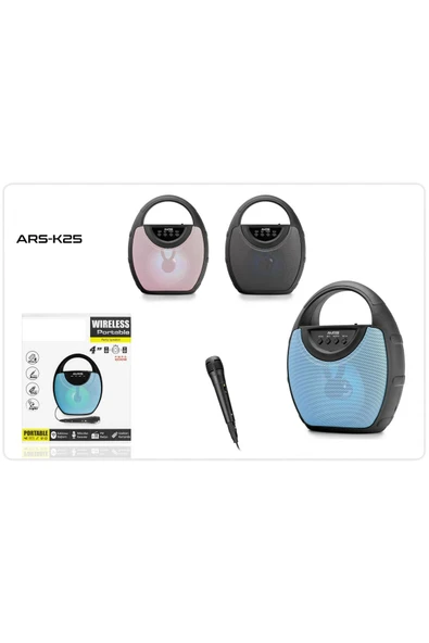 Auris ARS-K25 Karaoke Mikrofonlu Kablosuz Bluetooth Hoparlör ürün görseli 1