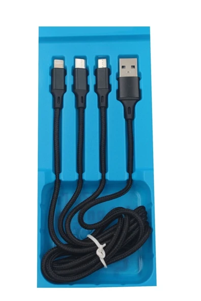BAYSEM Ack-47 3 In 1 Şarj Kablo 2.0am - Siyah-73 X 2 PAKET ürün görseli 1