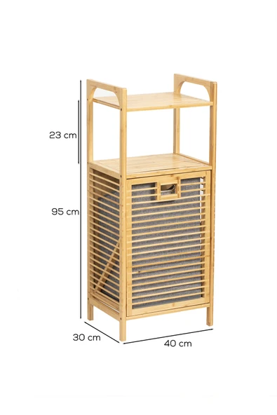 Porsima 2063 2 Raflı Ahşap Kirli Sepeti Organizer Banyo Dolabı Ahşap ürün görseli 1