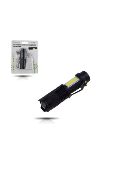 Gold Silver Gs-530 Usb Ile Şarj Edilebilir T6 Led El Feneri ürün görseli 1