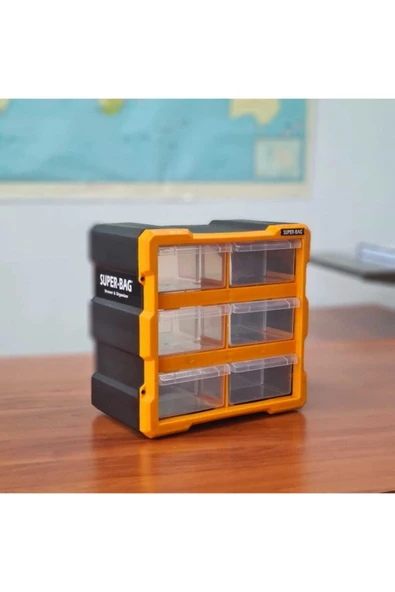 Süper Bag Büyük 6'lı Çekmeceli Monoblok Çekmeceli Kutu Organizer Mono Blok Vida Hobi Takım Çantası ürün görseli 1