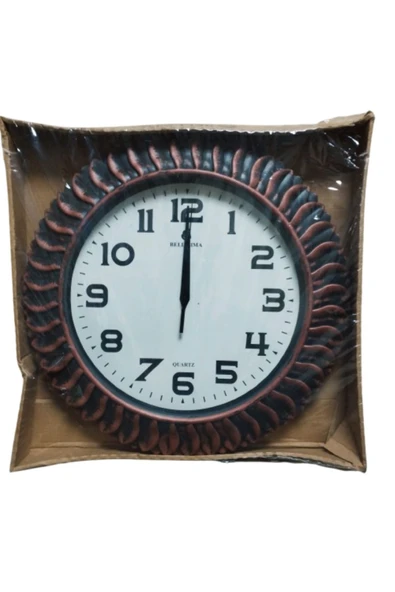 BAKIR SAAT KLASİK ESKİTME  35X35 CM SESSIZ ÇALIŞIR ürün görseli 1