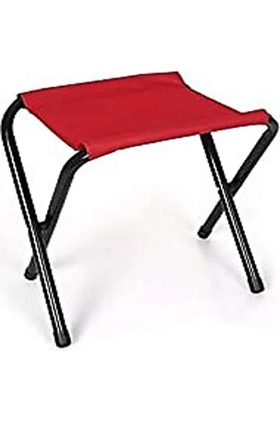 Katlanabilir Ege Mini Katlanır Balıkçı Kampçı Taburesi 500 gr Metal Kırmızı Tekli Tek Kişilik ürün görseli 1