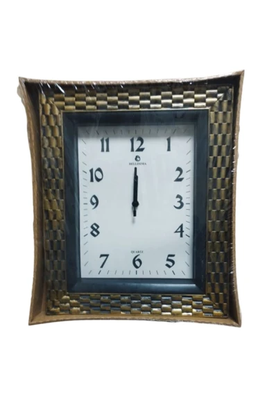ALTIN DUVAR SAATİ  ESKİTME KLASİK 35X30 CM SESSİZ ÇALIŞIR ürün görseli 1