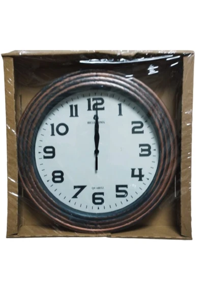 BAKIR SAAT KLASİK ESKİTME  30X30 CM SESSIZ ÇALIŞIR ürün görseli 1