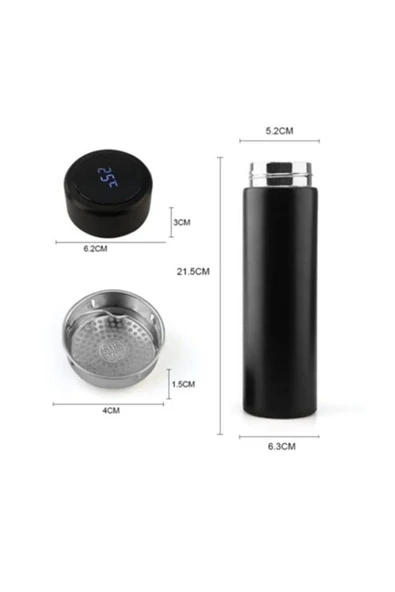 DURNES Uv Led Akıllı Vakumlu Yalıtımlı 500 Ml Termos, Smart Cup Led Siyah ürün görseli 1
