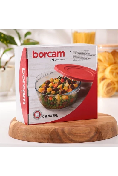Paşabahçe Kapaklı Yuvarlak Borcam Tencere 1450cc 59123 X 2 ADET ürün görseli 1