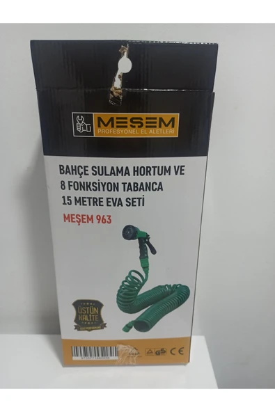 MEŞEM BAHÇE SULAMA HORTUM VE 8 FONKSİYON TABANCA EVA SETİ 15 METRE  (KOD: 963) ürün görseli 1