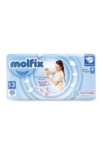 Molfıx Avantajlı Paket 3 Beden Midi 4-9 Kg 45'li X 2 PAKET 90 ADET ürün görseli 1