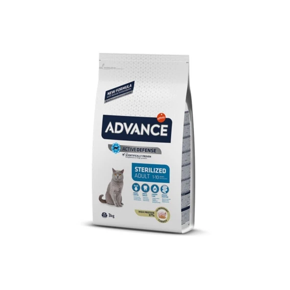 Advance Sterilized Adult Hindili Kısır Kedi Maması 3 Kg ürün görseli 1