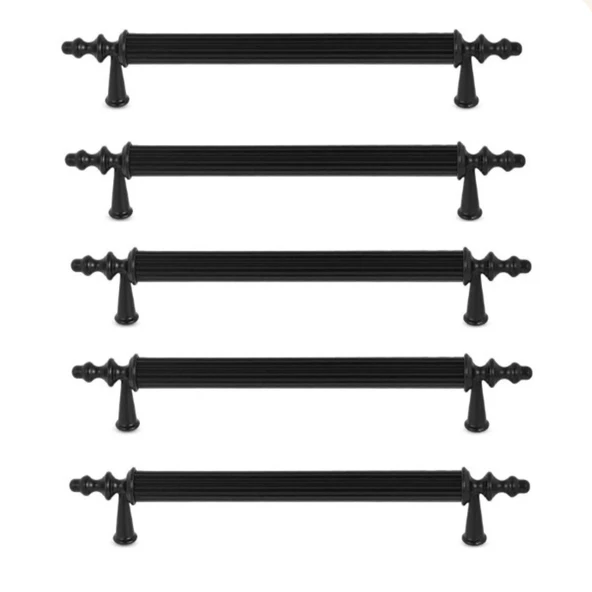 Lüx Çekmece Dolap Kapak Kulpu Siyah 128 Mm Metal Kulp 5 Adet ürün görseli 1