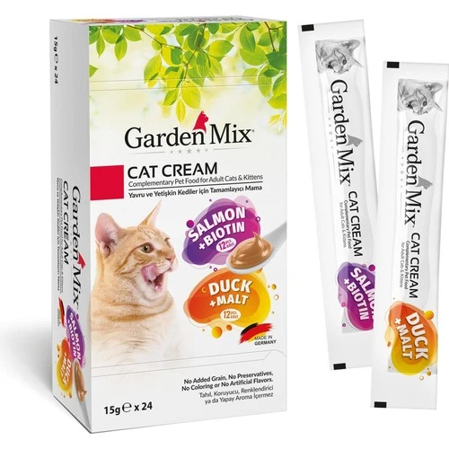 Garden Mix Somonlu ve Ördekli Krema Kedi Ödül Maması 15gr (24'lü) ürün görseli 1
