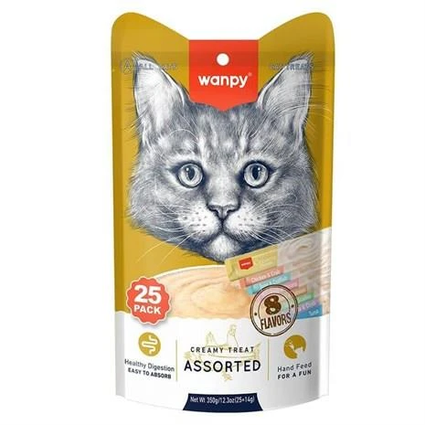 Wanpy Karışık 8 Lezzetli Sıvı Kedi Ödül Maması 14 Gr 25 Li Paket ürün görseli 1