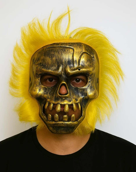Wild Skull - Bakır Kafatası Sarı Saçlı İskelet Maske ürün görseli 1