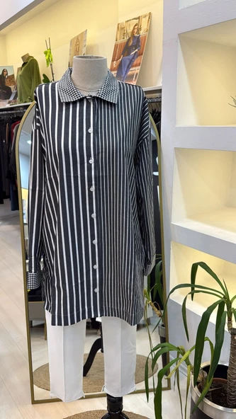 invee gomlek siyah 7082 - Resim 3
