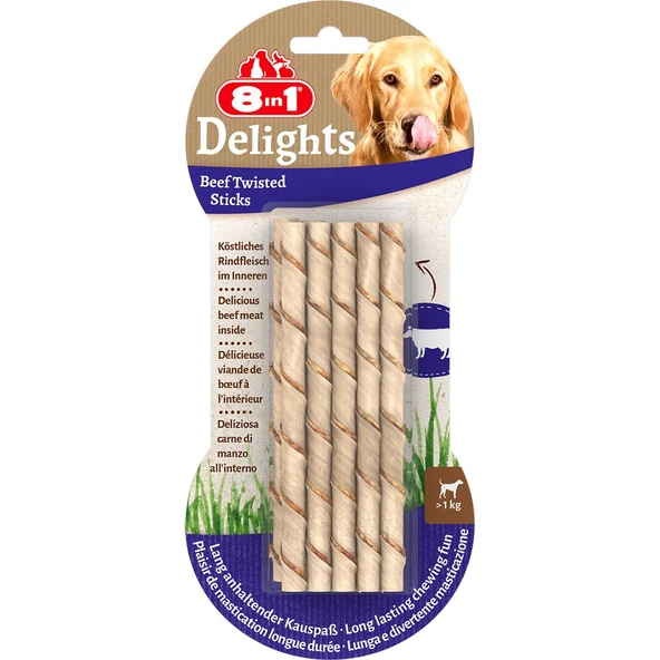 8in1 Delights Biftekli Ağız Sağlığı için Burgu Kemik 55gr (10'lu) ürün görseli 1