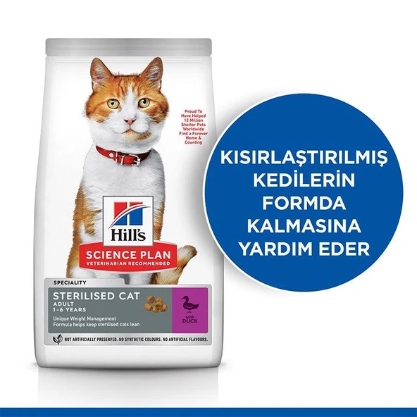 Hill's SCIENCE PLAN Ördekli Kısırlaştırılmış Kedi Maması 1,5kg ürün görseli 1