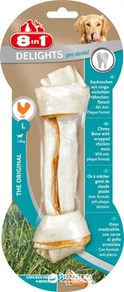 8in1 Delights Pro Dental Diş Sağlığı için Tavuk Etli Düğümlü Köpek Kemiği 85gr [L] ürün görseli 1