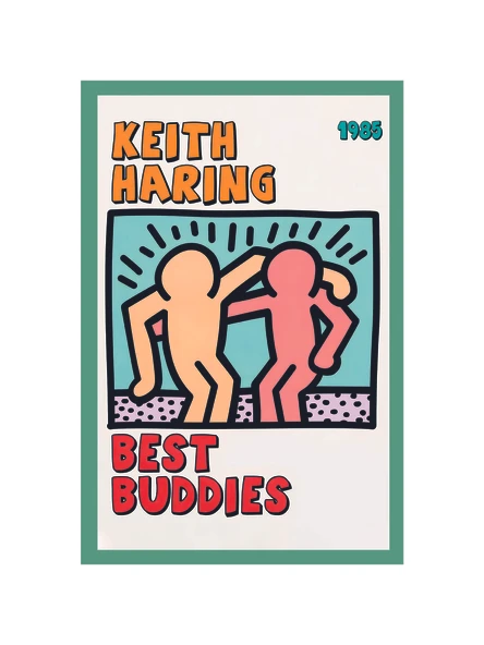 Keith Haring   Best Buddies (En İyi Dostlar) Pop Art Hediye Not Kartı & Kartpostal  10x15 cm ürün görseli 1