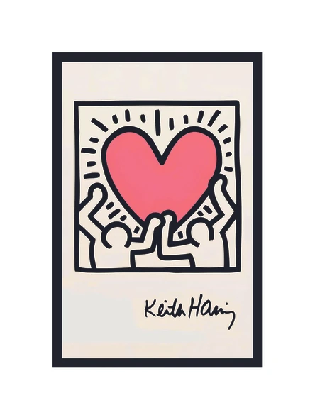 Keith Haring  United  Aşk ve Birlik Temalı Dekoratif Sanat Kartı & Kartpostal  10x15 Cm ürün görseli 1