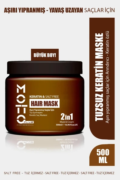 Motto Plus Professional Yavaş Uzayan - Aşırı Yıpranmış Saçlar İçin Tuz İçermeyen Keratin Maskesi 500ML ürün görseli 1