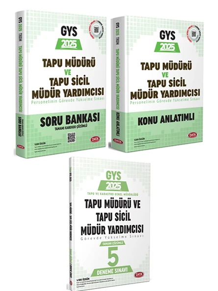 Data 2025 GYS Tapu Kadastro Tapu Müdürü ve Sicil Müdür Yardımcısı 5 Deneme + Konu + Soru 3 lü Set ürün görseli 1