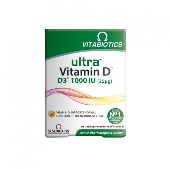 Ultra Vitamin D Vitamin D3 İçeren Takviye Edici Gıda 1000UI 96 Tablet ürün görseli 1