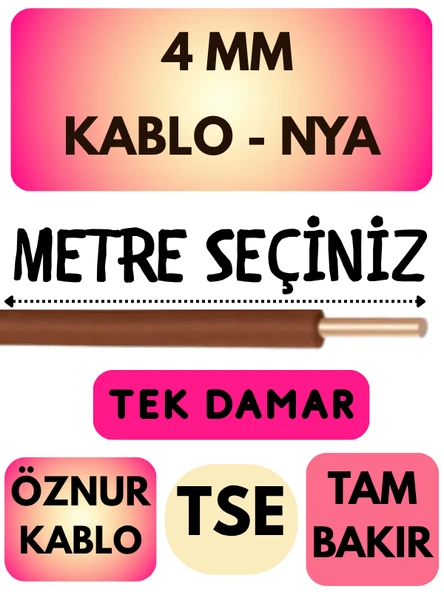 Öznur 4 MM NYA Kablo Metre Seçenekli (Kahverengi) ürün görseli 1