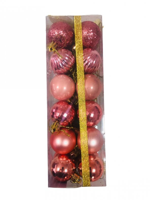 YILBAŞI TOP AĞAÇ SÜSÜ ROSE 24LÜ SET PLASTİK 4CM ürün görseli 1