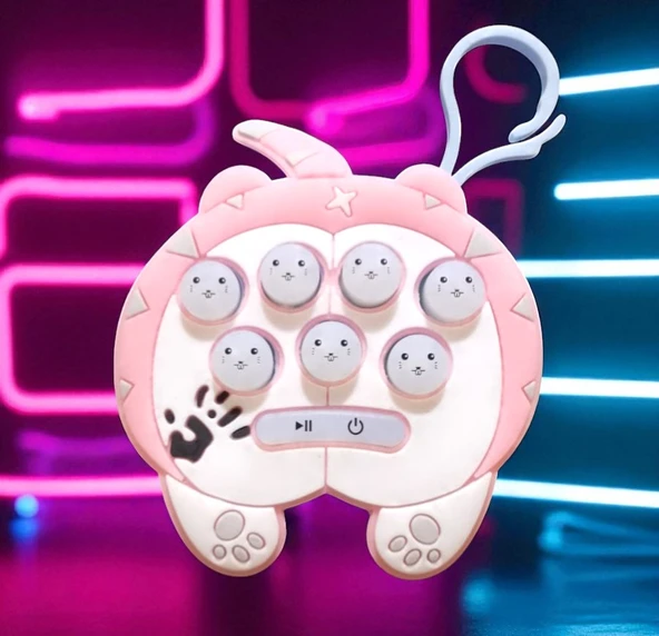 YÜKSEK KALİTE MİNİ PEMBE POPİT YENİ NESİL ANAHTARLIKLI POPİT OYUNCAK POPİT SESLİ LED IŞIKLI POPİT ürün görseli 1
