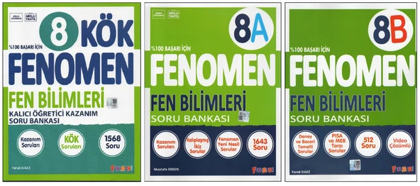 FENOMEN 8. SINIF FEN BİLİMLERİ KÖK+8A+8B (3 KİTAP) ürün görseli 1