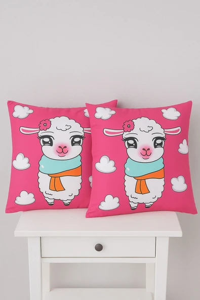 LaLiva Çocuk Yastık Kılıfı - 50x70 cm ölçülerinde- 2 adet -Pembe ürün görseli 1