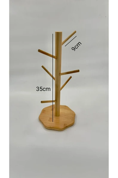 Bambu Fincan Rafı, Bambu Bardaklık (35CM) - Resim 5