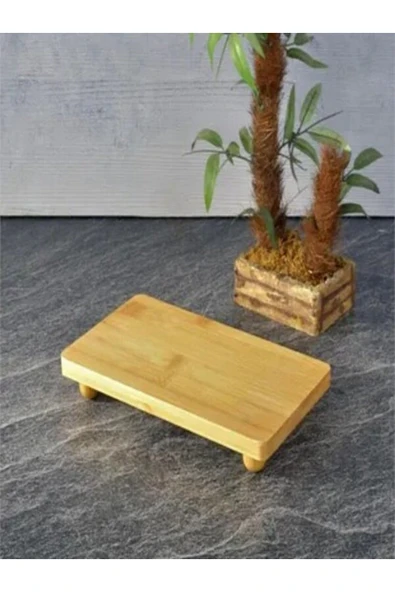 Bambu Top Ayaklı Dikdörtgen Düz Stant, Bambu Sunumluk (30x20) ürün görseli 1