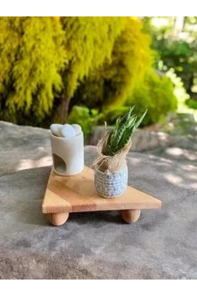Bambu Top Ayaklı Üçgen Stant, Bambu Sunumluk (21x40) ürün görseli 1