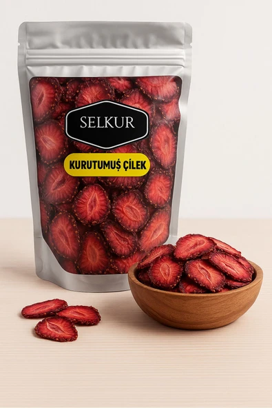 SELKUR  Kuru Çilek 50gr Şeker Ilavesiz (DONDURULARAK KURUTULMUŞ) ürün görseli 1