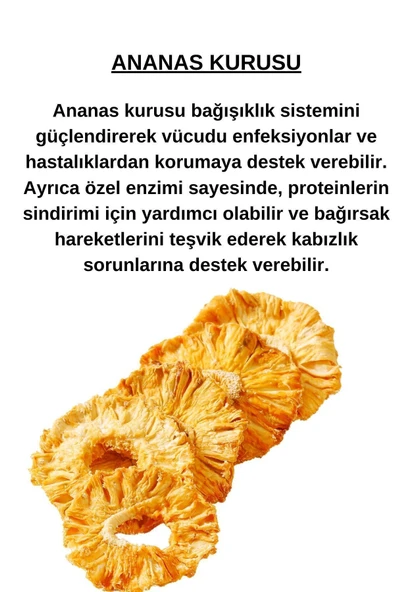 SELKUR  Kuru Ananas (SIFIR ŞEKER-ZERO SUGAR) 50 gr - Resim 4