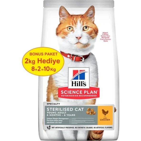 Young Sterilised Tavuklu Kısırlaştırılmış Kedi Maması 8 kg (+2 kg Hediyeli) ürün görseli 1