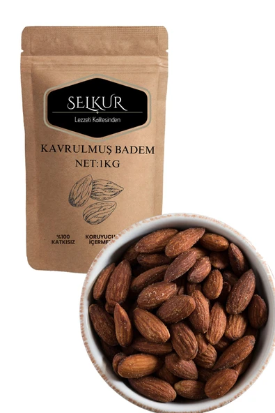 SELKUR  Kavrulmuş Badem 1kg(DOYPACK AMBALAJ IRİ TANE) ürün görseli 1