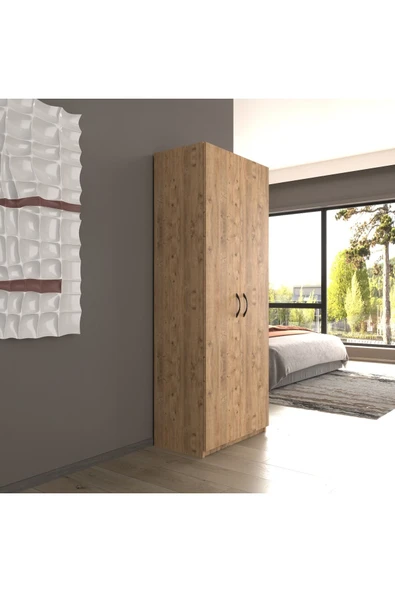 lilyum 2 kapaklı 5 katlı çok amaçlı / elbise dolabı / saklama dolabı çam70 ürün görseli 1