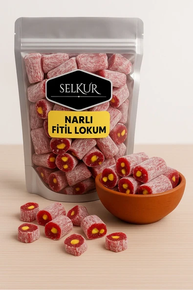 SELKUR  Narlı Fitil Lokum 500GR (ANTEP FISTIĞI PARÇACIKLI) ürün görseli 1