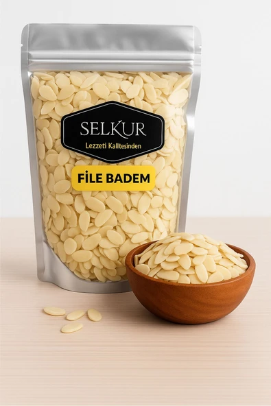 SELKUR  File Badem 200gr 1.kalite %100 Taze & Lezzetli Dilimlenmiş Badem ürün görseli 1