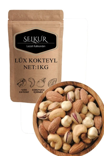 SELKUR  Lüx Karışık Kuruyemiş Kokteyl 1kg(KAJU-BADEM-FINDIK-ANTEP FISTIĞI EŞİT MİKTAR) ürün görseli 1