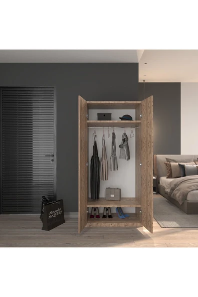 modüleva 2 kapaklı elbise dolabı çam renk 80 - Resim 2