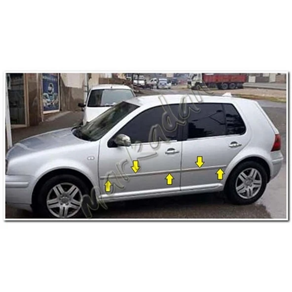 VW Golf 4 Krom Yan Kapı Çıtası 1998-2004 4 Parça Paslanmaz Çelik - Resim 2